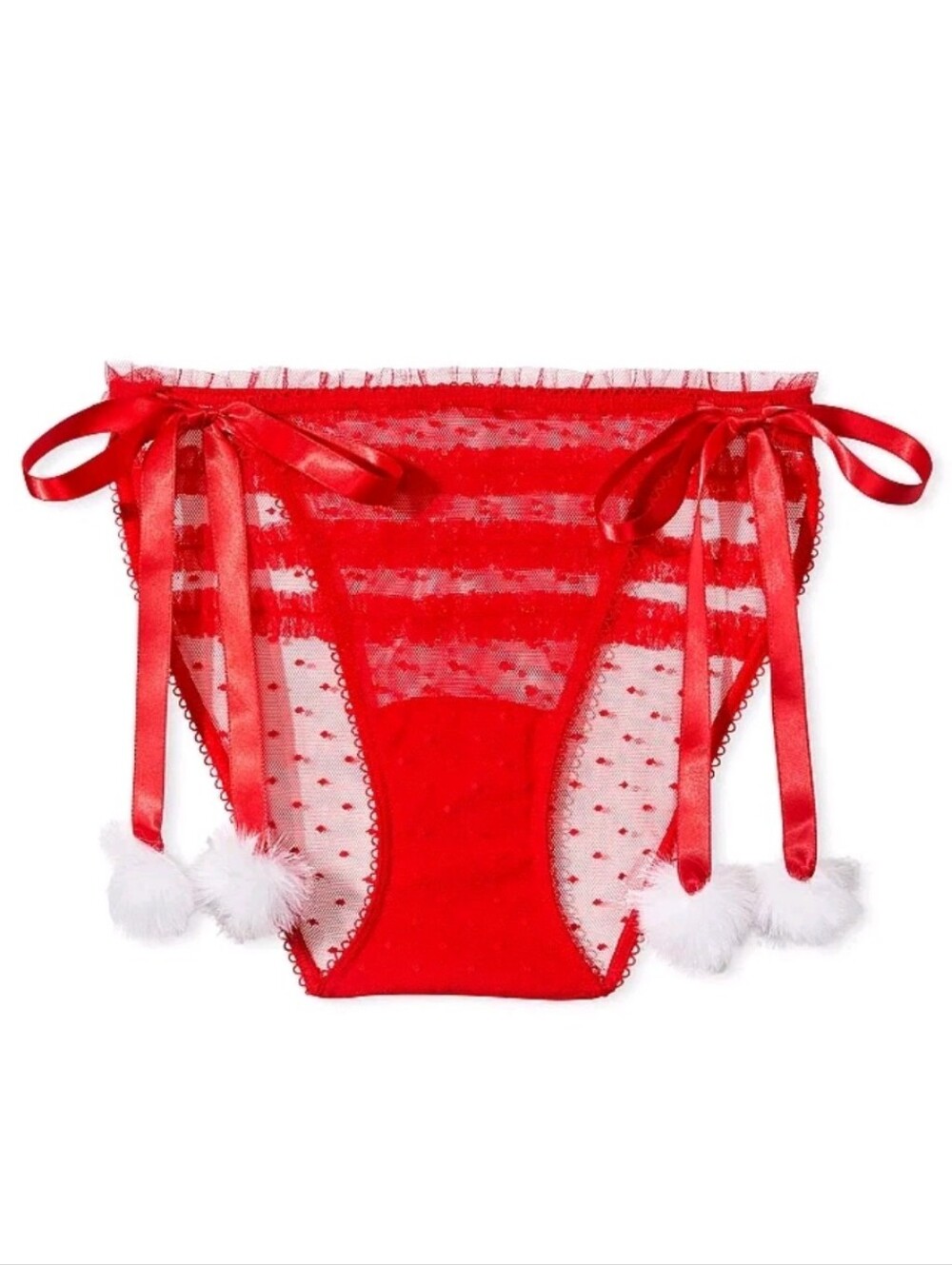 Victoria's secret dream Angel's side-tie ruffled sexy cheekini panty XL RED